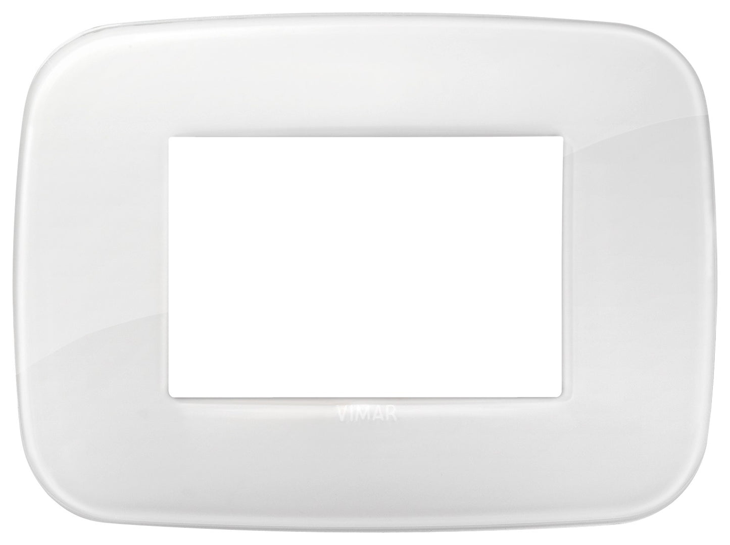 VIMAR Placca Round 3M Reflex ghiaccio, tecnopolimero, design elegante per interruttori a 3 moduli.