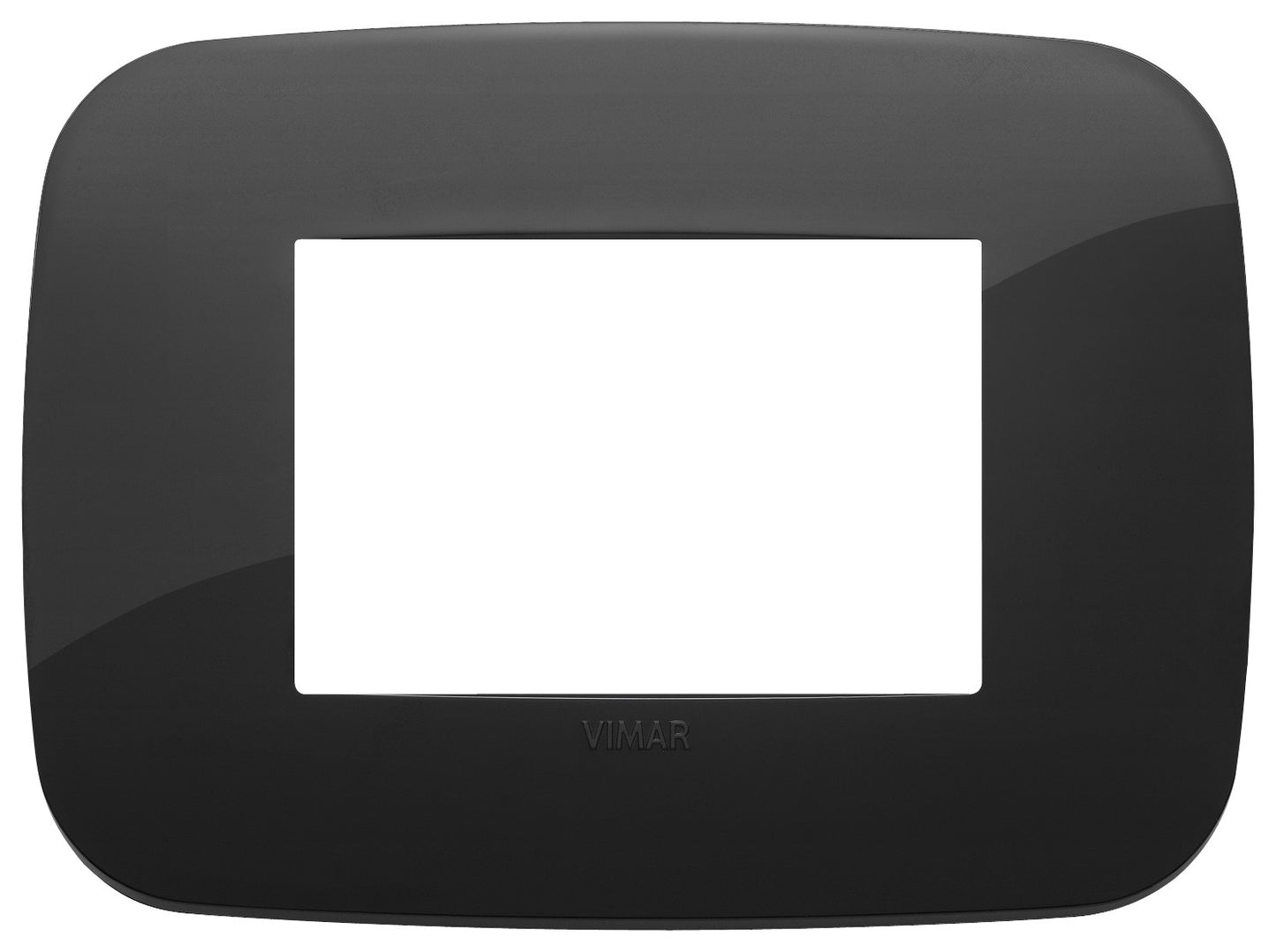 VIMAR Placca Round 3M in black, featuring a sleek technopolymer design for modern interior spaces.