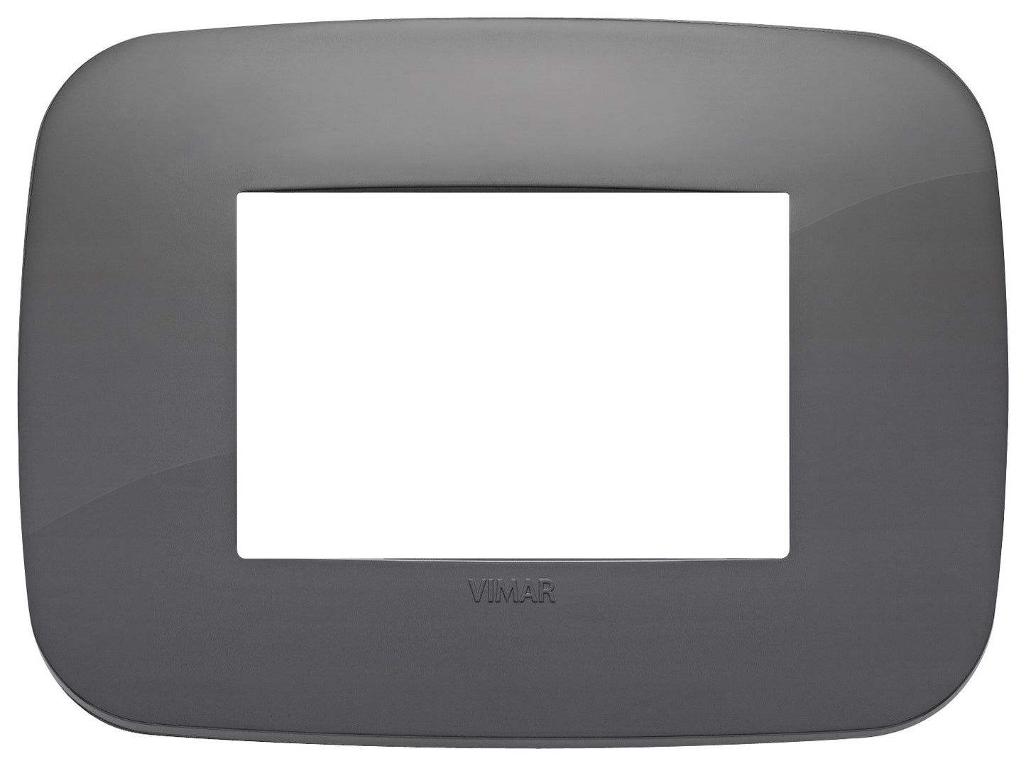 VIMAR Placca Round 3M grigio, tecnopolimero, design moderno e elegante per 3 moduli, colore grigio.