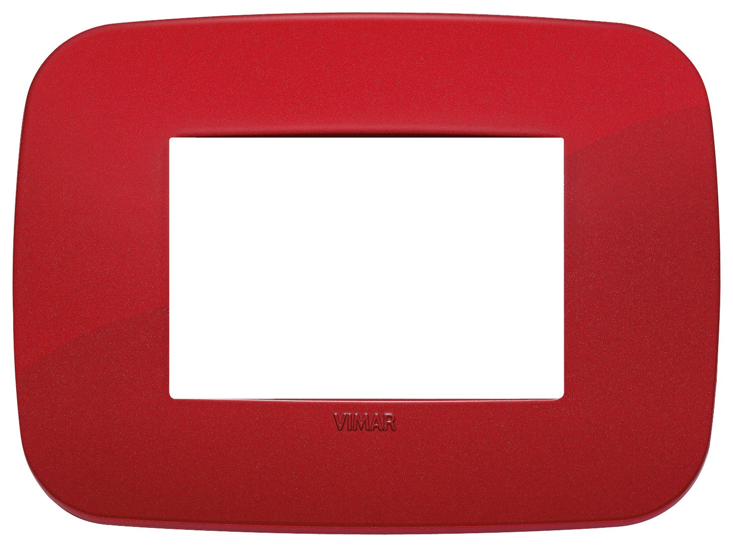 VIMAR Round 3-module cover in red made of technopolymer, model 19683.85, ideal for modern electrical installations.