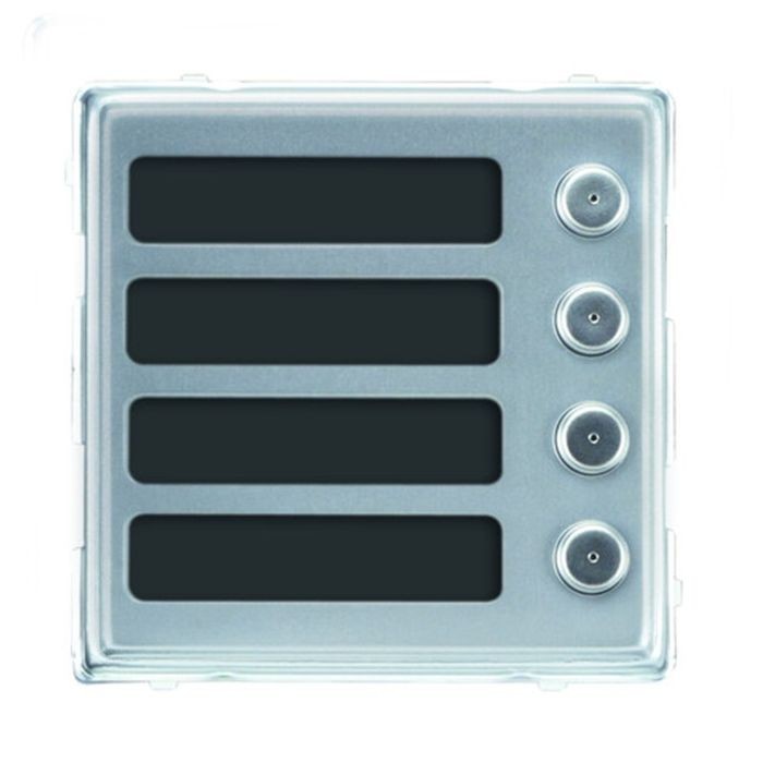 Modulo pulsantiera esterno incasso Sinthesi con 4 pulsanti Urmet 1148/14, compatto e resistente.