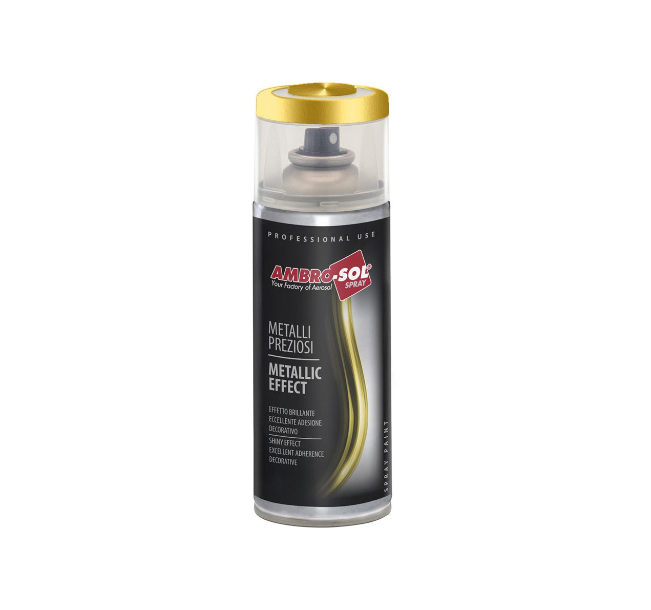 Ambro-Sol Vernice Acrilica Oro Ricco Pallido spray 400ml for multi-surface metallic finish and quick drying.