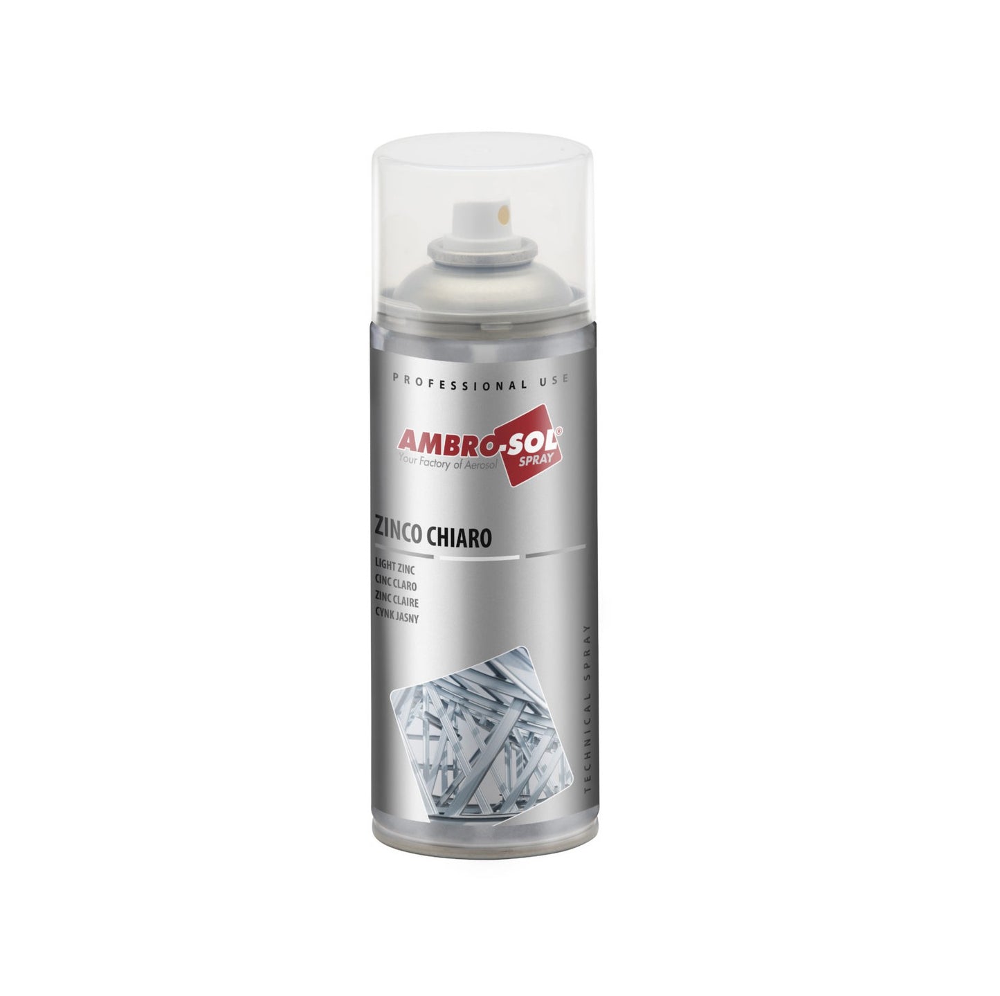 Ambro-Sol Zincante Zinco Chiaro 400ml can for metal surface protection and rust prevention.