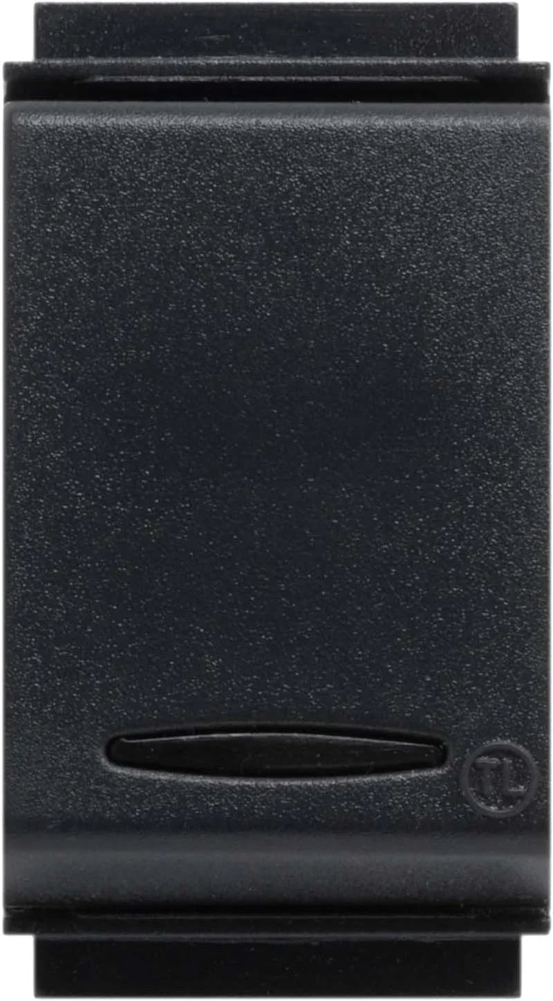 Interruttore Unipolare Luminoso, Nero, 10A 250V, compatibile con placche Life, design Made in Italy.