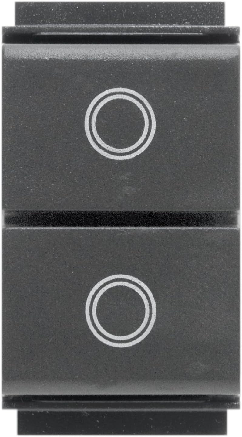 FEB 2022 TL Doppio Pulsante Unipolare Nero, interruttore compatibile con Living Classic Made in Italy.