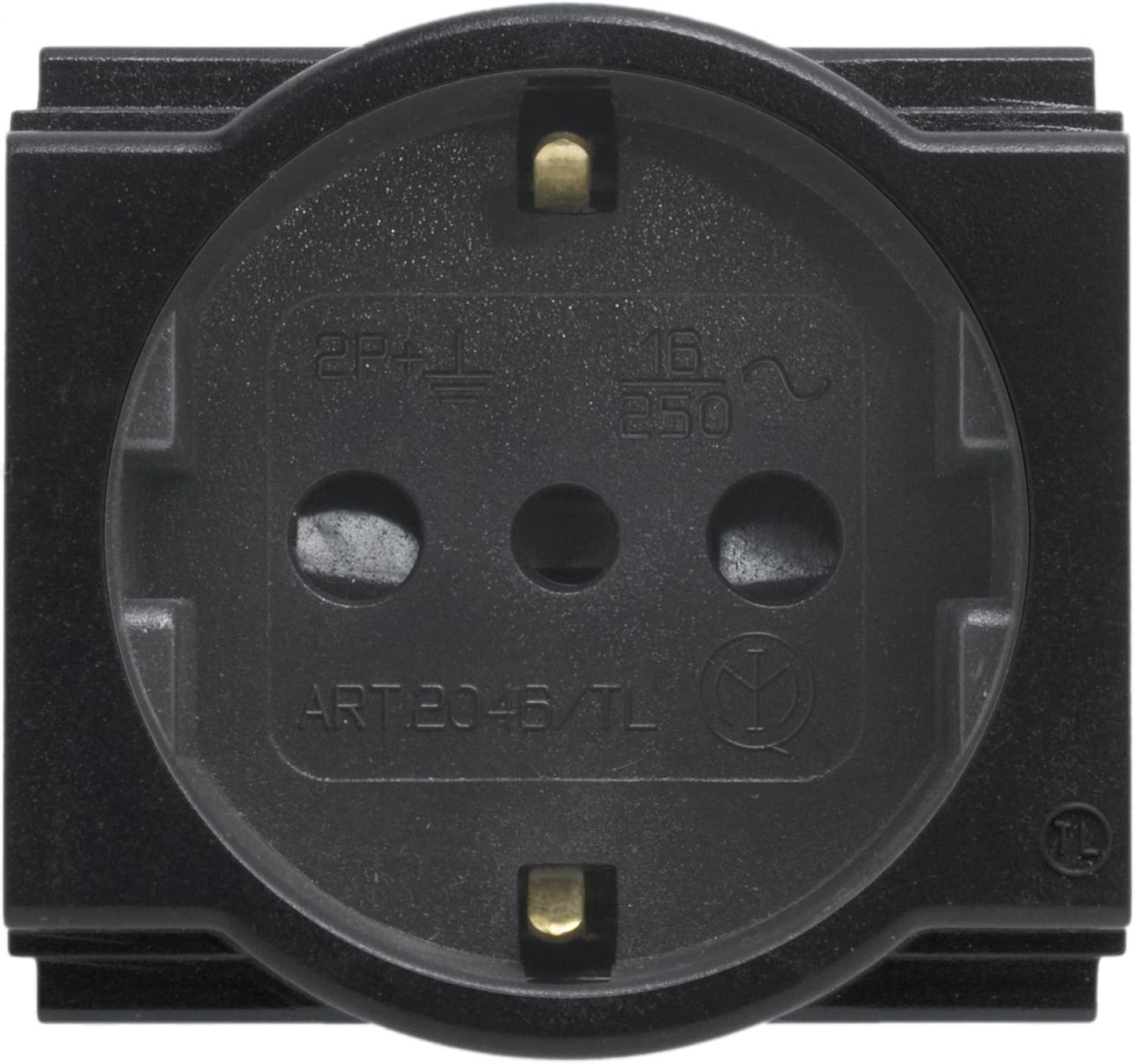 Presa Unel di Sicurezza 2P+T 10/16A 250V nero, compatibile con Living Classic Made in Italy.