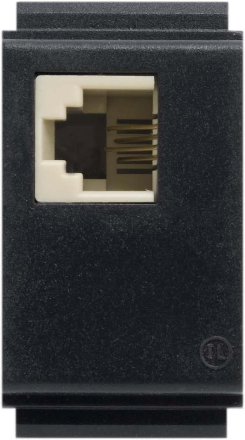Presa Telefonica 1 Plug RJ11 in Nero, compatibile con Living Classic e placche Life.
