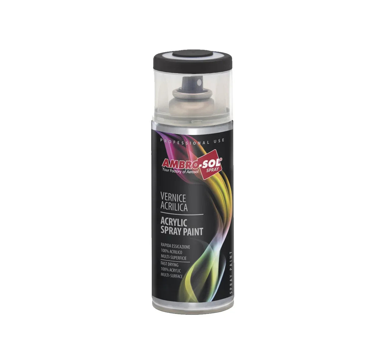 Ambro-Sol Vernice Acrilica Spray 400ml - Nero Opaco, 100% Acrilica, Essiccazione Rapida, Multi-superficie