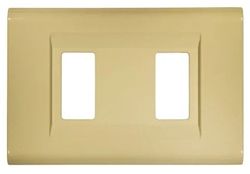 Placca Click 2F Avorio FEB 2582/A, 2-post switch cover, Made in Italy, beige technopolymer design, easy snap-on installation.