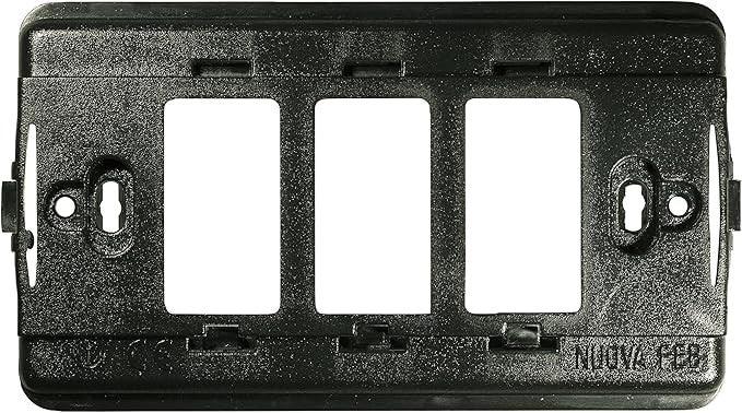 Supporto 3P Policarb FEB 2603 in nero per installazione su parete con scatola rettangolare.