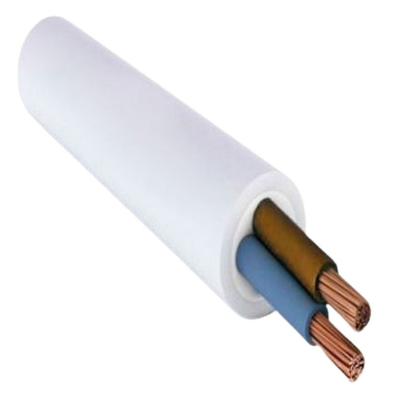 Cavo FG16OR16 2x6 mmq grigio con conduttori blu e marrone, venduto in matasse da 100mt per uso industriale.