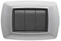 Placca Life 3P in Alluminio Chiaro, FEB 2983/AC, con tre posti per interruttori, design moderno ed elegante.