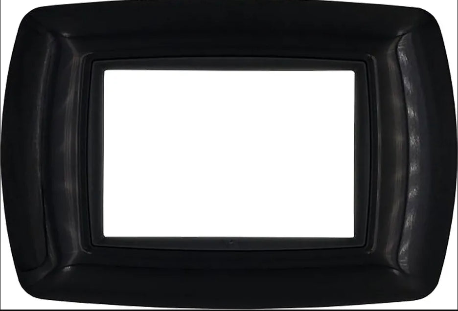 Placca Life 3P in Nero by FEB, three-slot design frame for electrical installations.