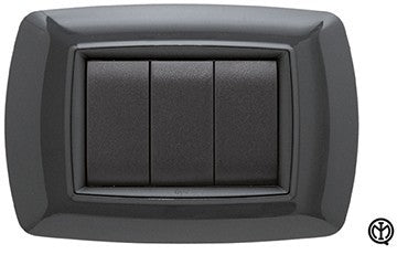 Placca Life 3 posti grigio scuro FEB 2983/GS, design moderno e funzionale per interni.