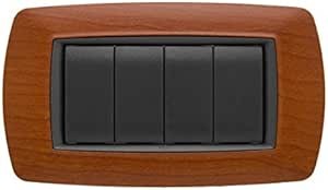 Placca Life 4P FEB 2984/LC in Legno Chiaro, interruttore con 4 posti, design elegante per ambienti moderni.