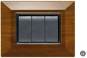 Placca Flexi' Plain 3F in Legno Scuro, FEB 5203/LS with three switches, stylish and modern design for your interior.