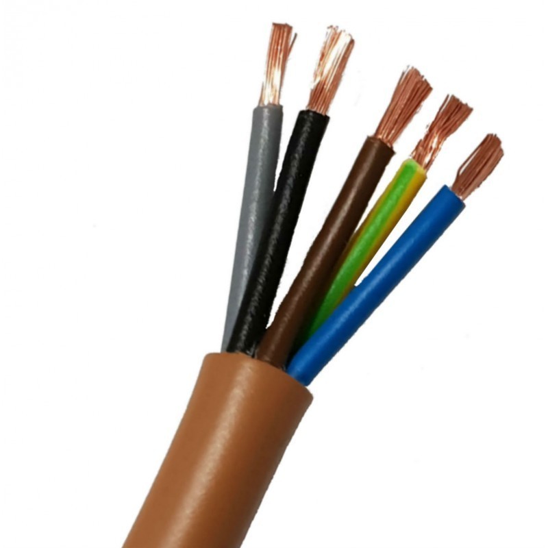 Cavo FS18OR18 5G2.5 MMQ brown electric cable with flexible copper conductors for construction and industry.