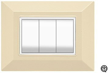 Placca Flexi Plain 4F in Avorio color from FEB with 4 switch modules, for decorative electrical installations.