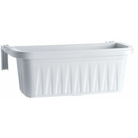BAMA RONDINE white adjustable flower pot for balcony, dimensions 50x20x18.5 cm, durable and temperature-resistant.