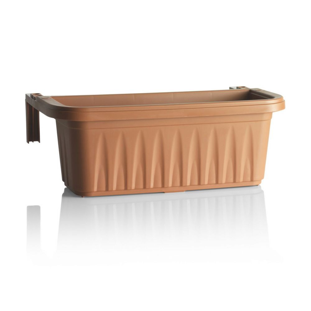BAMA RONDINE adjustable terracotta flower pot with mounting clips for balconies, measuring 50x20x18.5 cm.