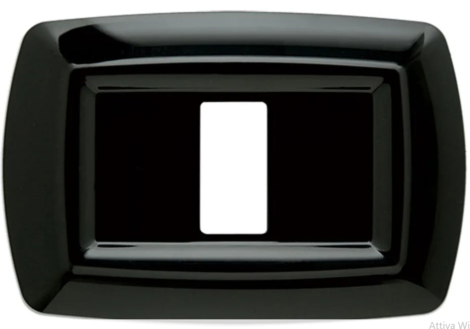 Placca Tondo' FEB 2596/N nera con 6 posti, design elegante e funzionale per installazioni elettriche.