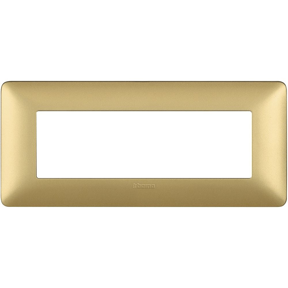 Bticino Matix 6 module gold cover plate AM4806MGL, 84mm height, 191mm width, elegant design.