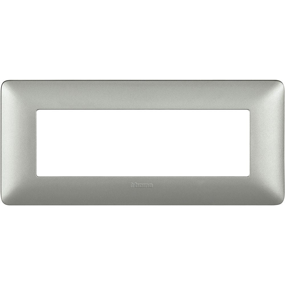 Placca Bticino Matix 6 moduli Silver AM4806MSL, con supporto 506LSA, dimensioni 84mm x 191mm