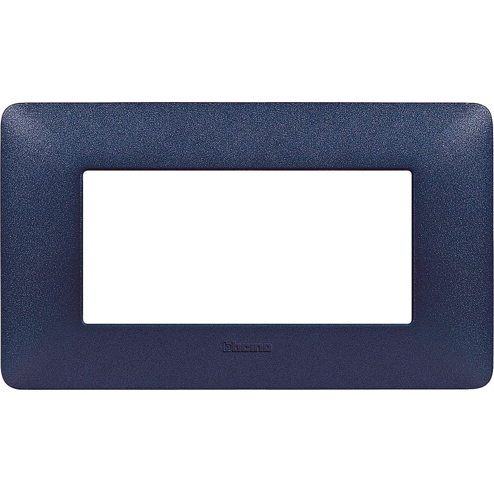 Bticino Matix 4-module wall plate in Blu Mercurio, size 84mm x 143.7mm, model AM4804TBM, for support 504SA.
