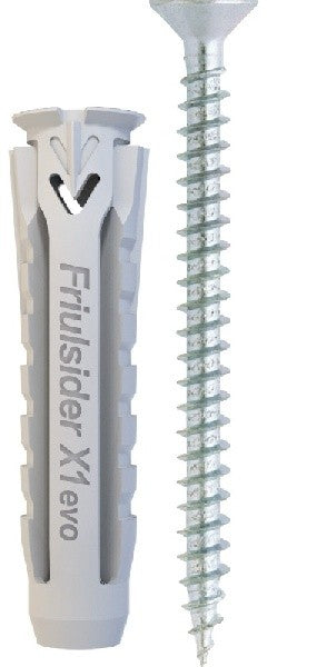 X1 Tassello C/Vite Univ. 6x30 by Friulsider - nylon plug and screw for secure fastening in various applications.