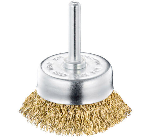 Spazzola in acciaio inox D50mm con rivestimento in ottone, ideale per manutenzione e pulizia.