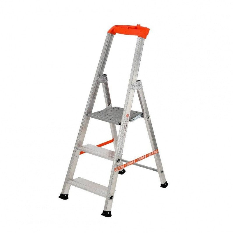 Scala domestica in alluminio con 3 gradini e gancio porta secchio, leggera e portatile.