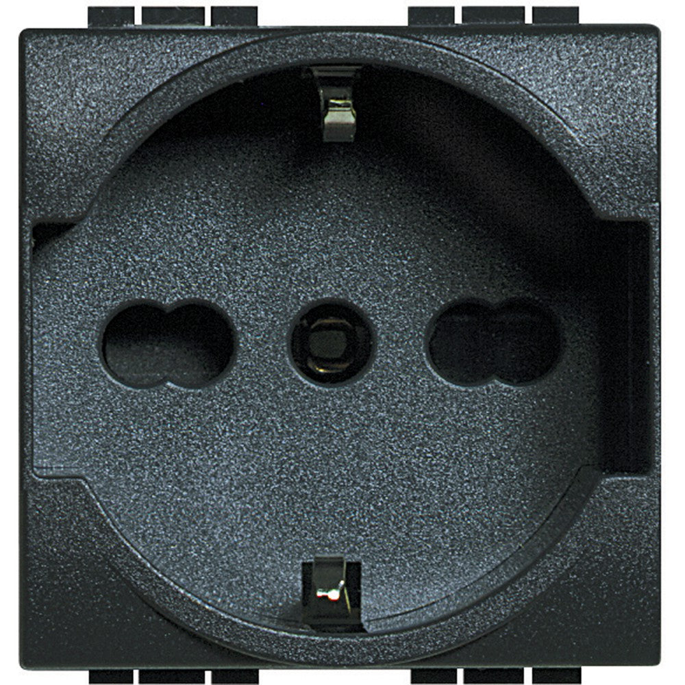 Bticino Living Light Schuko socket L4140/16 in anthracite, universal electric outlet for various plug types.
