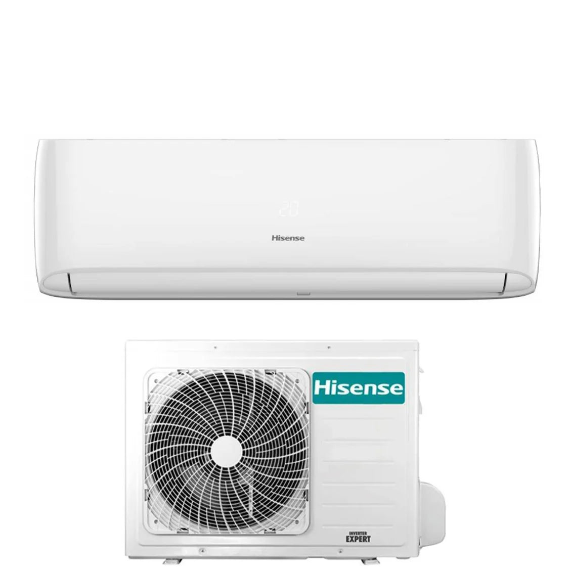 Climatizzatore Hisense EASY SMART 2025 con unità interna ed esterna da 18000 BTU, tecnologia inverter e WiFi integrato.