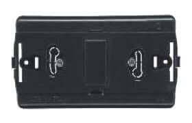 Supporto termoplastico per scatole da incasso tonde e rettangolari, colore nero, design funzionale e robusto.