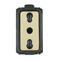 Presa 2P+T 16A Biv. P11/P17 in avorio, presa italiana bivalente con attacco per inverter.