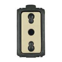 Presa 2P+T 16A Biv. P11/P17 in avorio, presa italiana bivalente con attacco per inverter.
