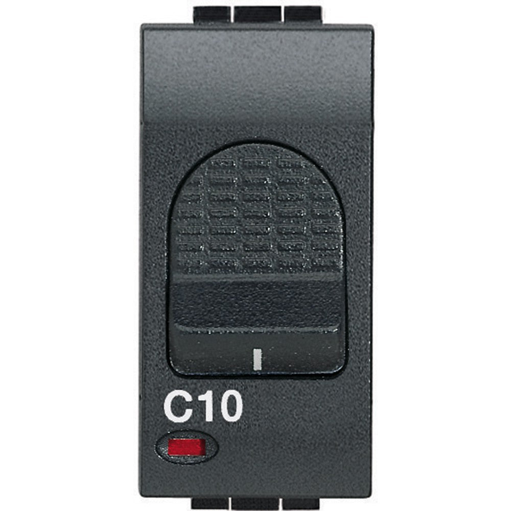 Bticino Livinglight C10 automatic switch in anthracite color, 10A capacity for electrical safety.