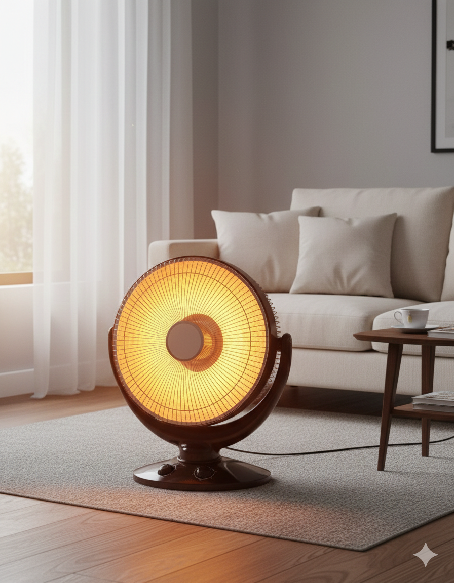 Stufa a Parabola ZENITH 1000W in Fibra di Carbonio - Calore Immediato Basso Consumo, Oscillante 45cm da Tavolo