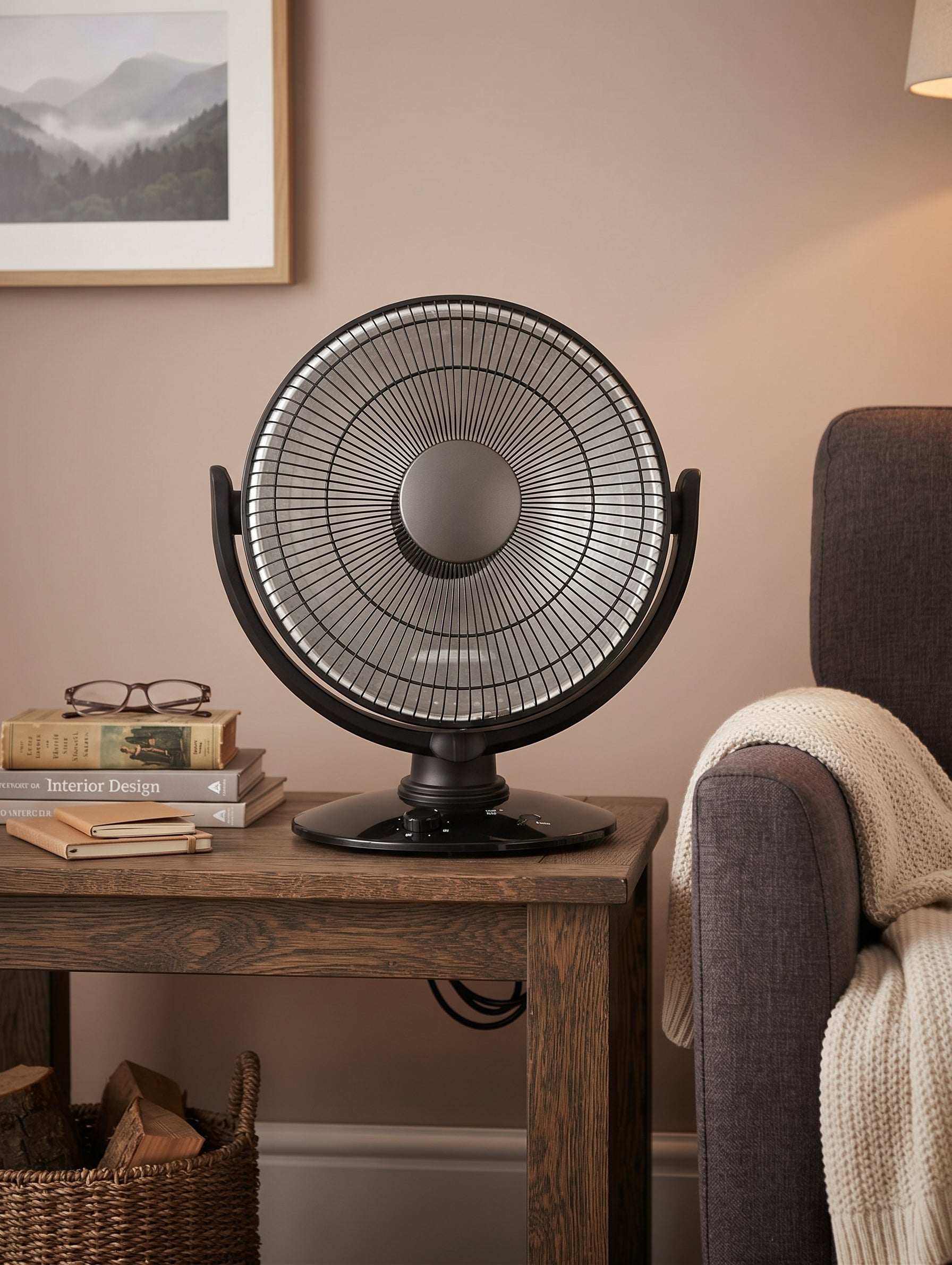 Stufa a Parabola Oscillante ZENITH 1000W in Fibra di Carbonio | Calore Immediato Basso Consumo 45cm da Tavolo