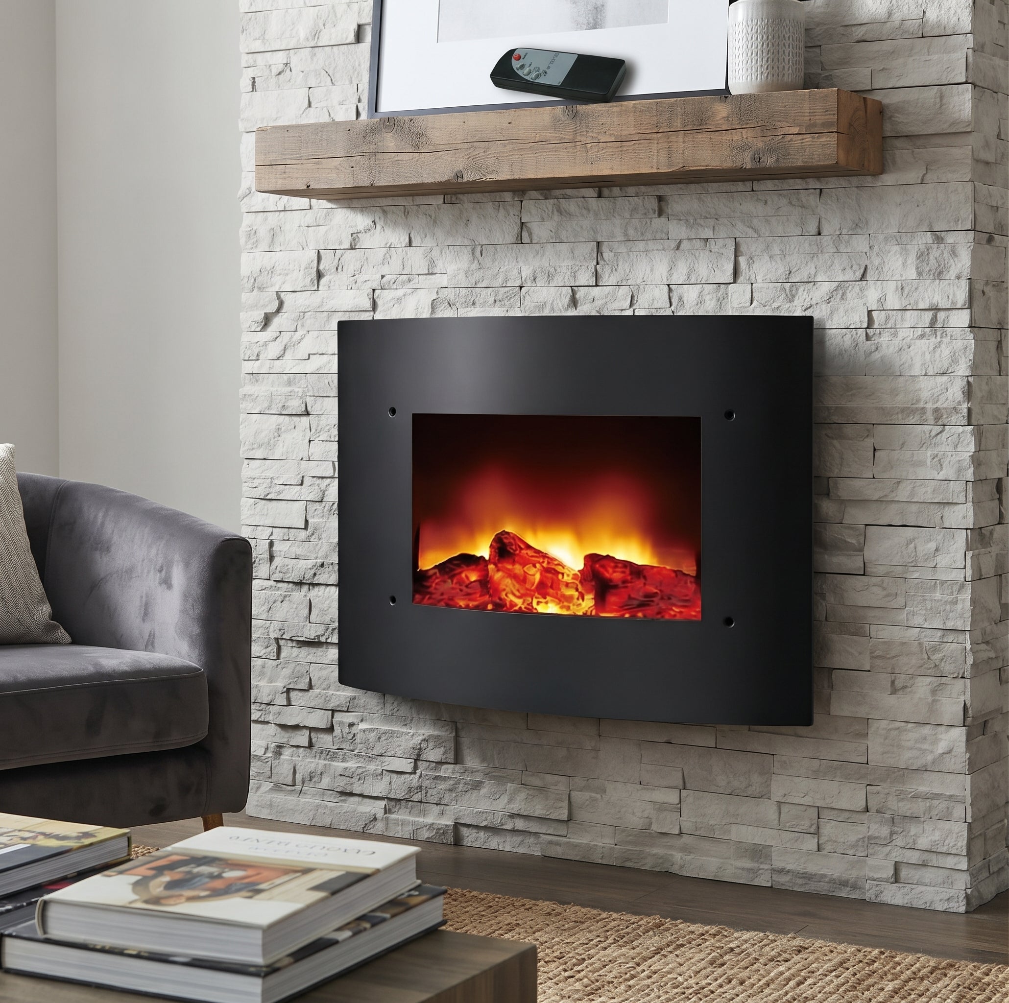 Camino Elettrico 1200W Decorativo con Riscaldamento | Termoventilatore Moderno Nero per Interni ZEPHIR ZFP201