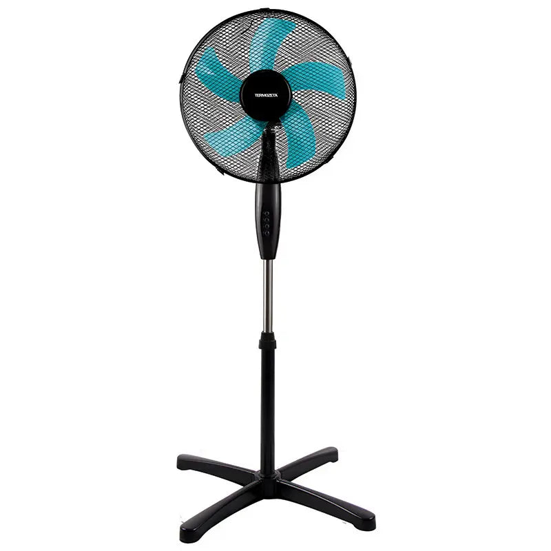 Termozeta Ventilatore a Piantana Windzeta Plus Nero, Ø 40 cm, 40W, 3 Velocità, Altezza Regolabile, Oscillante, 5 Pale (Mod. TZWZ02PLUSN)