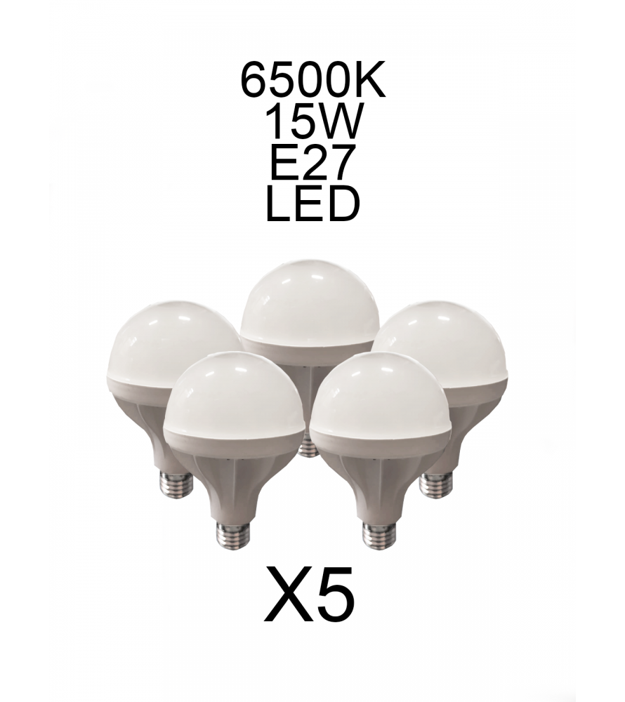 Kit 5PZ Lampadine LED 15W 6500K E27