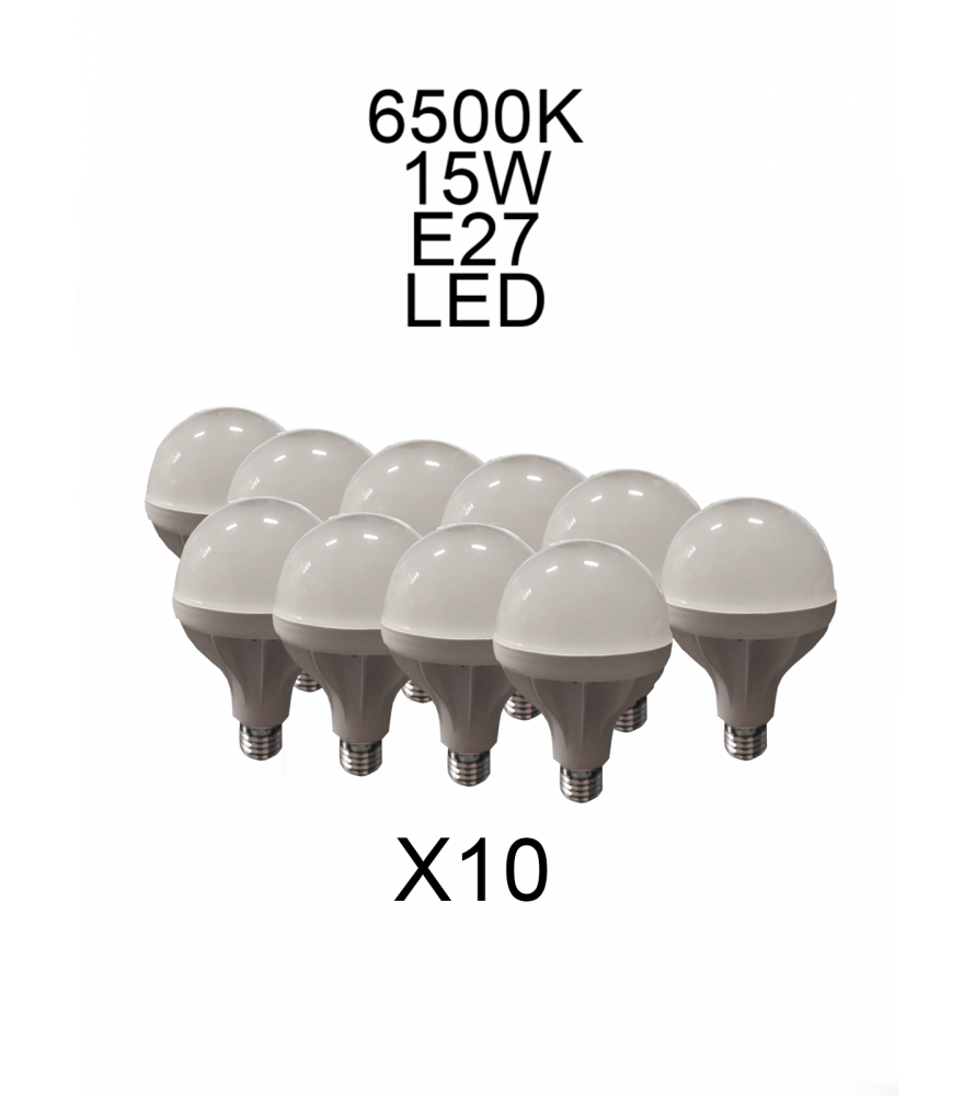 Kit 10PZ Lampadine LED 15W 6500K E27