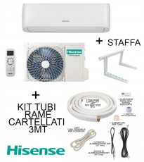 Climatizzatore Hisense EASY SMART 9000 BTU + Staffa + Kit Rame 3MT Cartellati Inverter R-32 Wi-Fi Optional