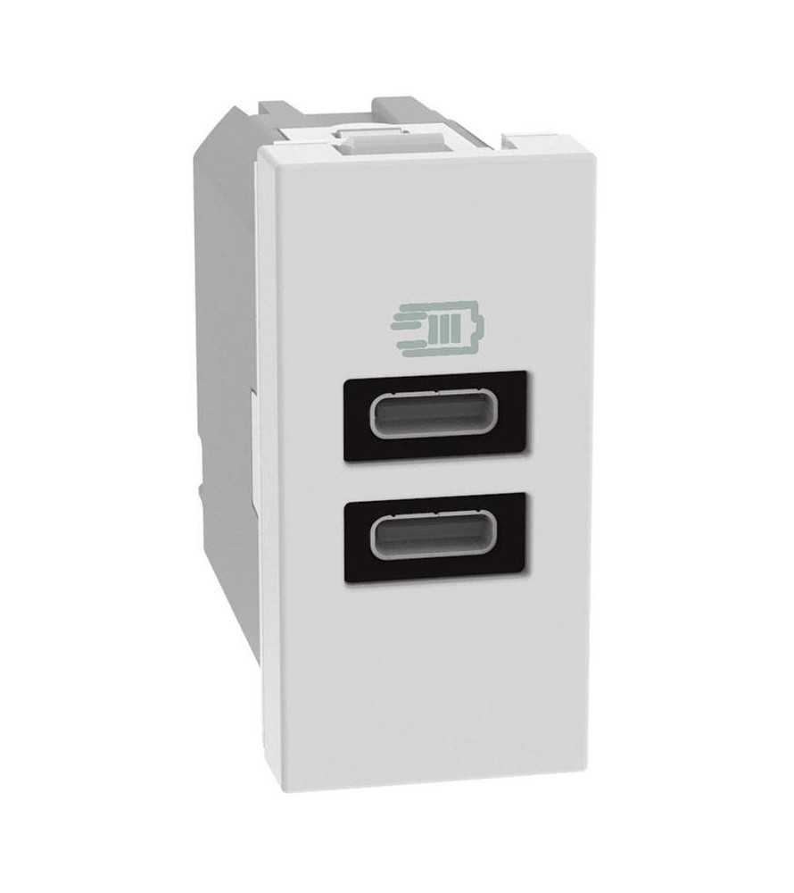 Caricatore USB Bticino MatixGO 15W con 2 porte tipo C bianco JW4191CC