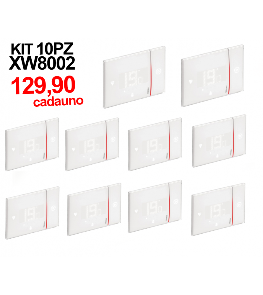 10PZ Termostati Connessi XW8002 Bticino WIFI SMARTHER 2 ad incasso Bianco 230V