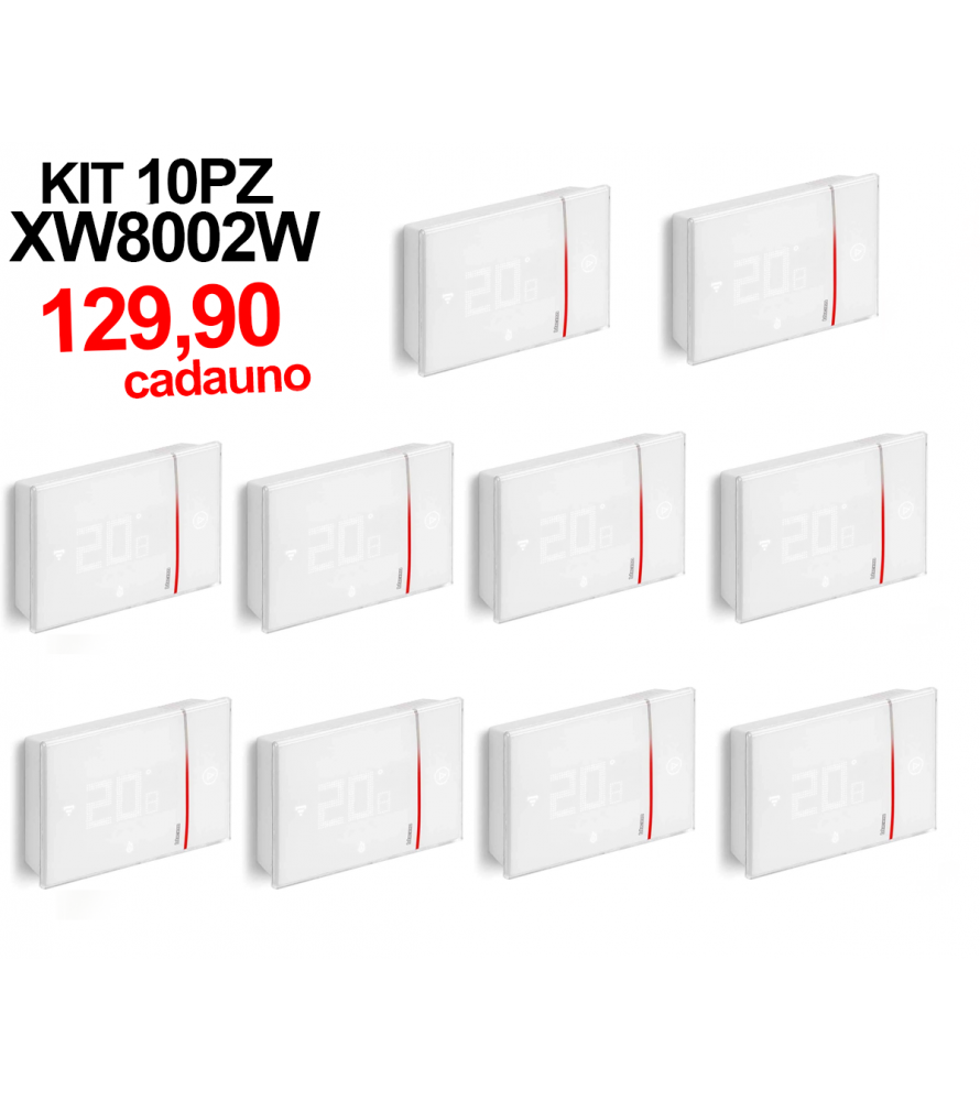 10PZ Termostati Connessi XW8002W Bticino WIFI SMARTHER 2 a parete Bianco 230V