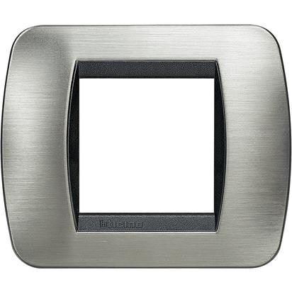 Placca 2 Posti Acciaio Spazzolato BTicino L4802ACS - Design Elegante, Resistente e Duraturo