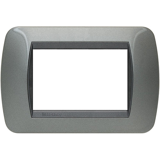 Bticino Living International placca 3 moduli acciaio scuro L4803AC, supporto per moduli Livinglight.