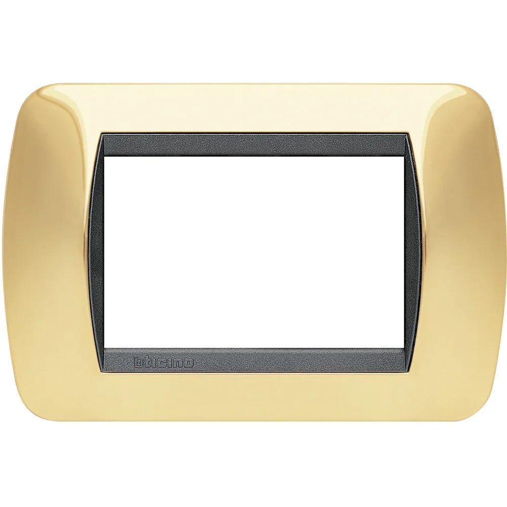 BTicino Livinglight Placca 3 Posti Oro L4803OR - Design Elegante e Facile Installazione